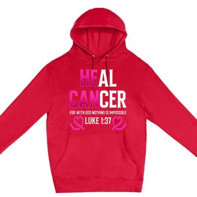 Survivor Heal Breast Cancer Awareness Christian Warrior Pink Premium Pullover Hoodie