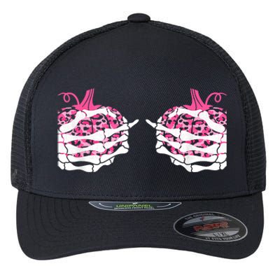 Skeleton Hand Boobs Pumpkin Breast Cancer Save The Boo Bees Gift Flexfit Unipanel Trucker Cap