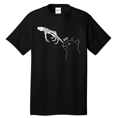 Skeleton Hand Boop On A CatS Nose Funny Halloween Tall T-Shirt