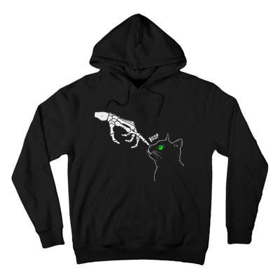 Skeleton Hand Boop On A CatS Nose Funny Halloween Tall Hoodie