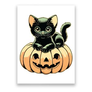 Scary Halloween Black Cats On Pumpkin Fall Spooky Season Poster