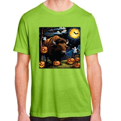 Spooky Halloween Bison Starry Night Adult ChromaSoft Performance T-Shirt