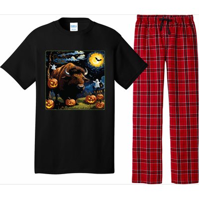 Spooky Halloween Bison Starry Night Pajama Set