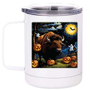 Spooky Halloween Bison Starry Night 12 oz Stainless Steel Tumbler Cup