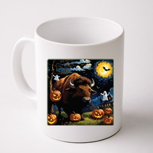 Spooky Halloween Bison Starry Night Coffee Mug