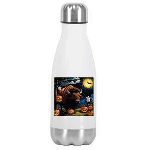 Spooky Halloween Bison Starry Night Stainless Steel Insulated Water Bottle