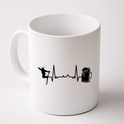 Skiing Heartbeat Beer Skier Skiing Heartbeat Gift For Skier Coffee Mug