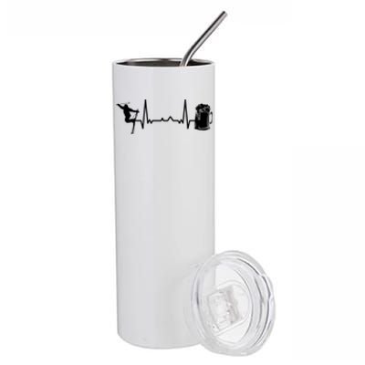 Skiing Heartbeat Beer Skier Skiing Heartbeat Gift For Skier Stainless Steel Tumbler