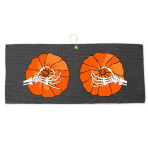 Spooky Halloween Bikini Costume with Pumpkin Boobs Large Microfiber Waffle Golf Towel