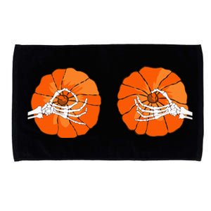 Spooky Halloween Bikini Costume with Pumpkin Boobs Microfiber Hand Towel