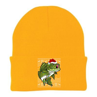 Santa Hat Bass Fish Xmas Lighting Ugly Bass Christmas Gift Knit Cap Winter Beanie