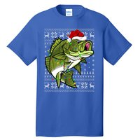 Santa Hat Bass Fish Xmas Lighting Ugly Bass Christmas Gift Tall T-Shirt