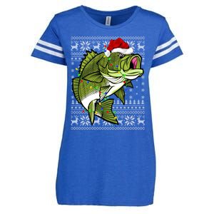 Santa Hat Bass Fish Xmas Lighting Ugly Bass Christmas Gift Enza Ladies Jersey Football T-Shirt