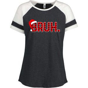 Santa Hat Bruh Funny Christmas Plaid Xmas Pajamas Gift Enza Ladies Jersey Colorblock Tee