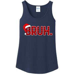 Santa Hat Bruh Funny Christmas Plaid Xmas Pajamas Gift Ladies Essential Tank