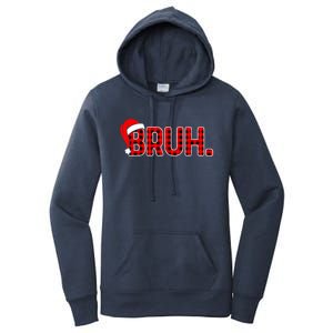 Santa Hat Bruh Funny Christmas Plaid Xmas Pajamas Gift Women's Pullover Hoodie