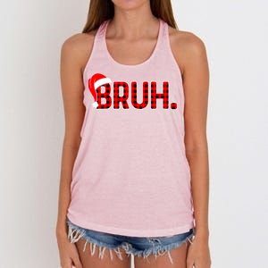 Santa Hat Bruh Funny Christmas Plaid Xmas Pajamas Gift Women's Knotted Racerback Tank