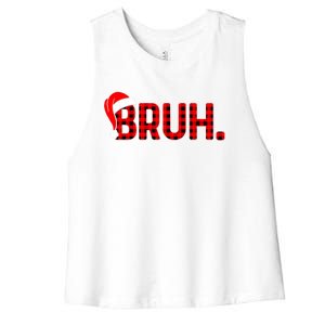 Santa Hat Bruh Funny Christmas Plaid Xmas Pajamas Gift Women's Racerback Cropped Tank