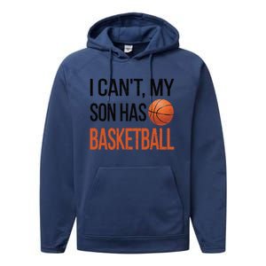 Son Has Basketball Mom Basketball Player Mom Funny Gift Performance Fleece Hoodie