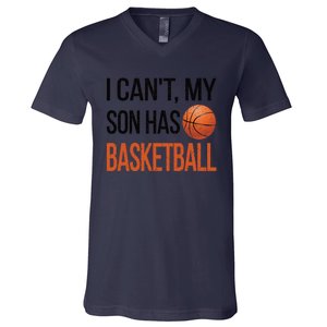 Son Has Basketball Mom Basketball Player Mom Funny Gift V-Neck T-Shirt