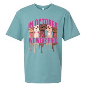 Strong Hands Breast Cancer In October We Wear Pink Sueded Cloud Jersey T-Shirt