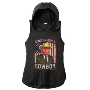 Should Have Been A Cow Trump 2024 4th Of July Us Flag Great Gift Ladies PosiCharge Tri-Blend Wicking Draft Hoodie Tank