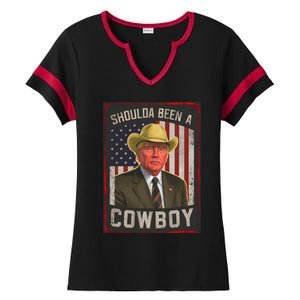 Should Have Been A Cow Trump 2024 4th Of July Us Flag Great Gift Ladies Halftime Notch Neck Tee