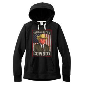 Should Have Been A Cow Trump 2024 4th Of July Us Flag Great Gift Women's Fleece Hoodie