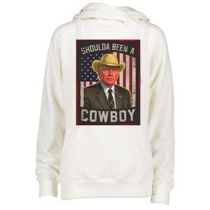 Should Have Been A Cow Trump 2024 4th Of July Us Flag Great Gift Womens Funnel Neck Pullover Hood