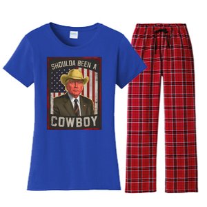 Should Have Been A Cow Trump 2024 4th Of July Us Flag Great Gift Women's Flannel Pajama Set