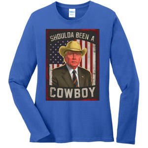 Should Have Been A Cow Trump 2024 4th Of July Us Flag Great Gift Ladies Long Sleeve Shirt