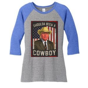 Should Have Been A Cow Trump 2024 4th Of July Us Flag Great Gift Women's Tri-Blend 3/4-Sleeve Raglan Shirt