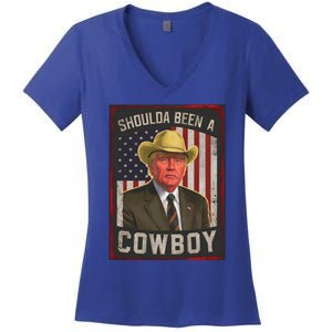 Should Have Been A Cow Trump 2024 4th Of July Us Flag Great Gift Women's V-Neck T-Shirt