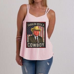 Should Have Been A Cow Trump 2024 4th Of July Us Flag Great Gift Women's Strappy Tank