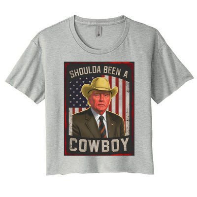 Should Have Been A Cow Trump 2024 4th Of July Us Flag Great Gift Women's Crop Top Tee