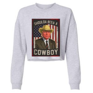 Should Have Been A Cow Trump 2024 4th Of July Us Flag Great Gift Cropped Pullover Crew