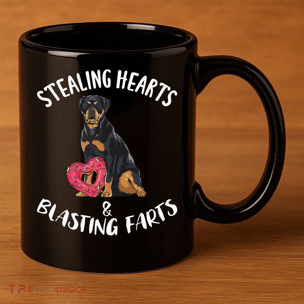 Stealing Hearts Blasting Farts Rottweiler Valentines Day 11oz C Handle Ceramic Mug