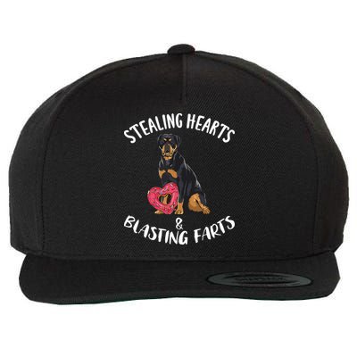 Stealing Hearts Blasting Farts Rottweiler Valentines Day Wool Snapback Cap
