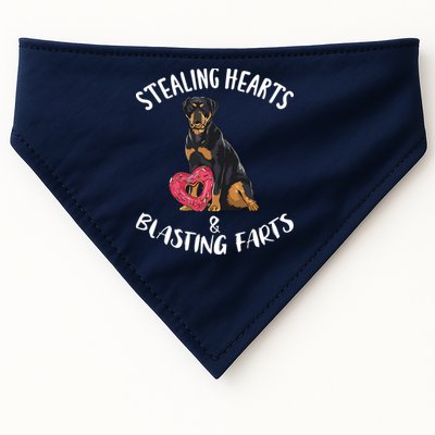 Stealing Hearts Blasting Farts Rottweiler Valentines Day USA-Made Doggie Bandana