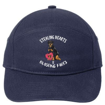 Stealing Hearts Blasting Farts Rottweiler Valentines Day 7-Panel Snapback Hat