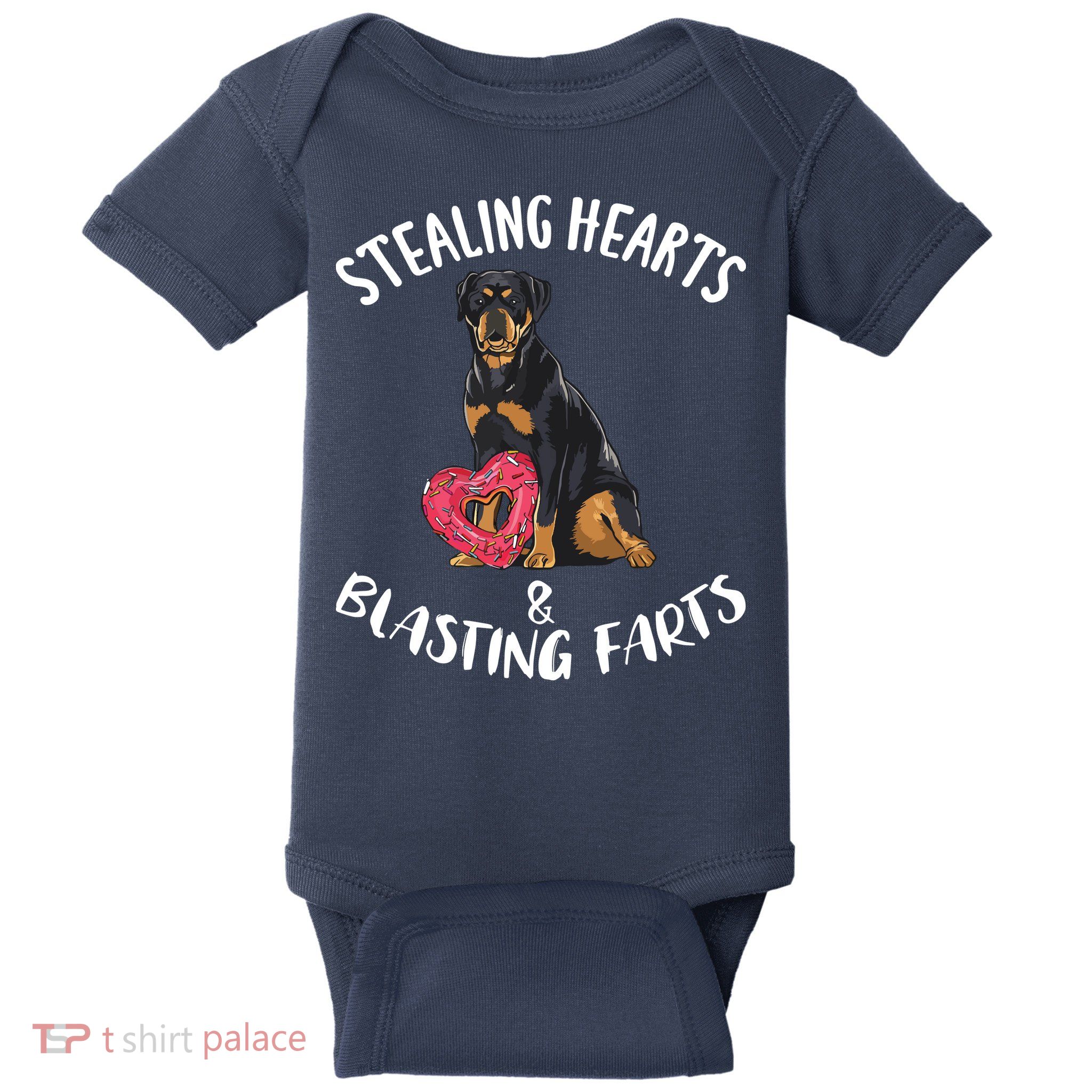 Stealing Hearts Blasting Farts Rottweiler Valentines Day Baby Bodysuit