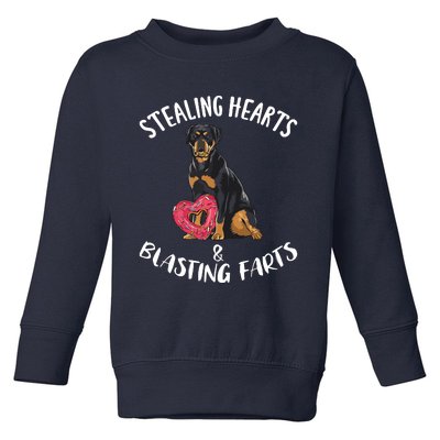 Stealing Hearts Blasting Farts Rottweiler Valentines Day Toddler Sweatshirt