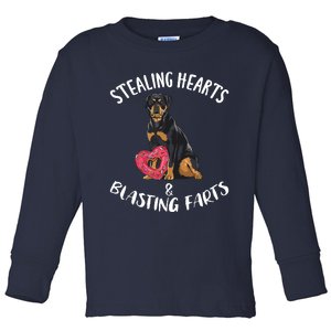 Stealing Hearts Blasting Farts Rottweiler Valentines Day Toddler Long Sleeve Shirt