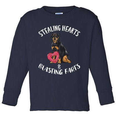 Stealing Hearts Blasting Farts Rottweiler Valentines Day Toddler Long Sleeve Shirt