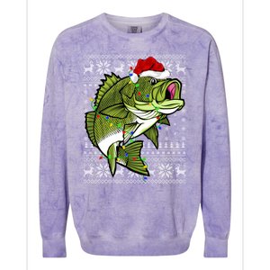 Santa Hat Bass Fish Xmas Lighting Ugly Bass Christmas Gift Colorblast Crewneck Sweatshirt