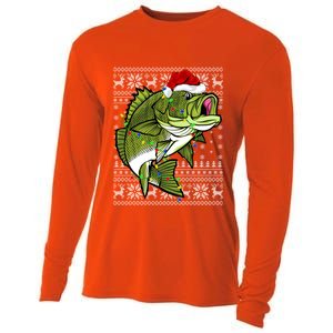 Santa Hat Bass Fish Xmas Lighting Ugly Bass Christmas Gift Cooling Performance Long Sleeve Crew