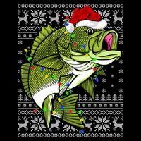 Santa Hat Bass Fish Xmas Lighting Ugly Bass Christmas Gift Cooling Performance Crew T-Shirt