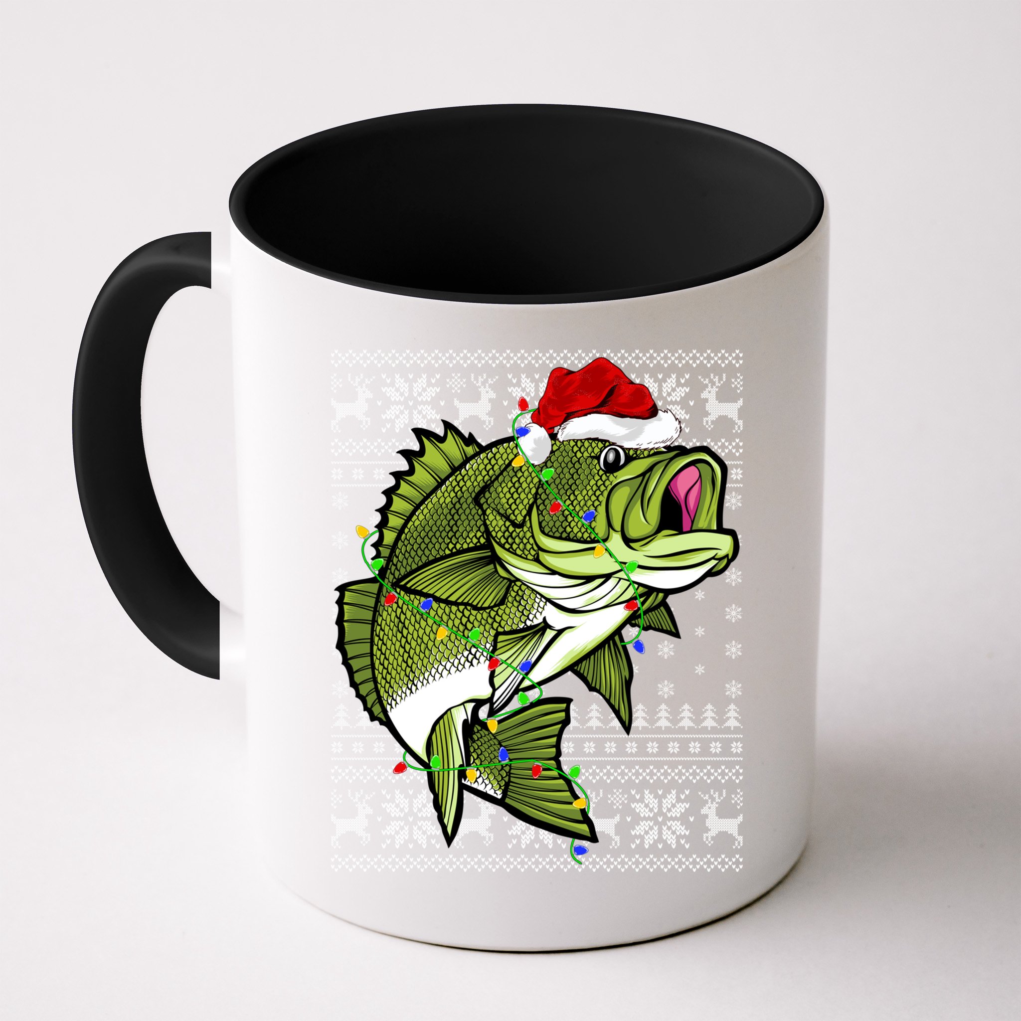 Santa Hat Bass Fish Xmas Lighting Ugly Bass Christmas Gift Mug