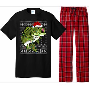 Santa Hat Bass Fish Xmas Lighting Ugly Bass Christmas Gift Pajama Set