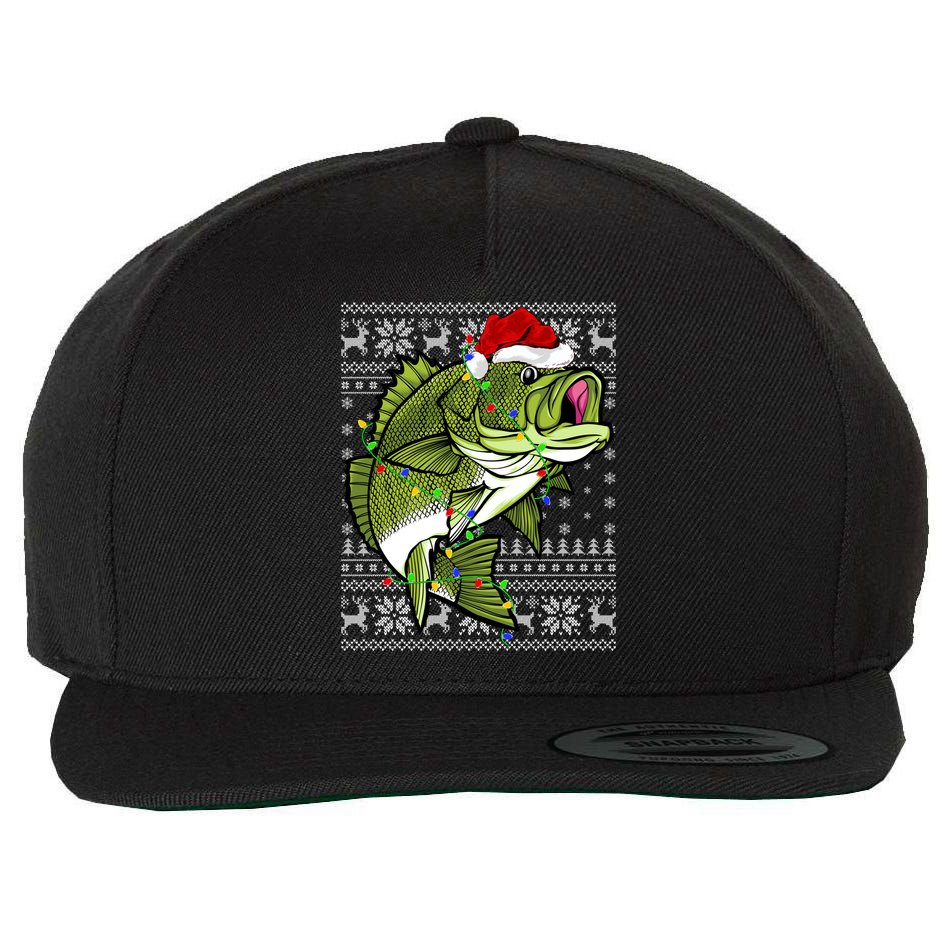 Santa Hat Bass Fish Xmas Lighting Ugly Bass Christmas Gift Wool Snapback Cap